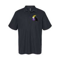 Nonbinary Moon Space Cat LGBT Pride With NB Non Binary Flag Polo