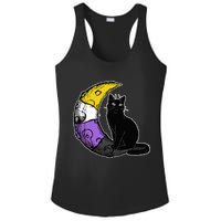 Nonbinary Moon Space Cat LGBT Pride With NB Non Binary Flag Ladies PosiCharge Competitor Racerback Tank