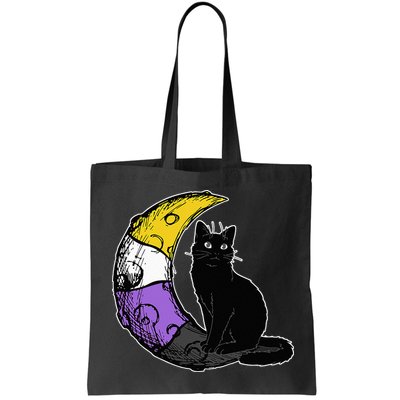 Nonbinary Moon Space Cat LGBT Pride With NB Non Binary Flag Bag