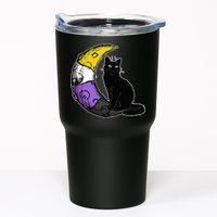 Nonbinary Moon Space Cat LGBT Pride With NB Non Binary Flag Tumbler