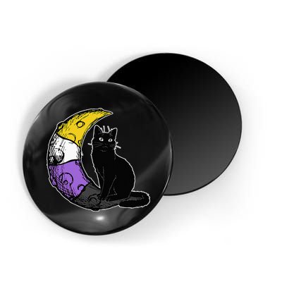 Nonbinary Moon Space Cat LGBT Pride With NB Non Binary Flag Magnet