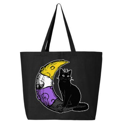 Nonbinary Moon Space Cat LGBT Pride With NB Non Binary Flag 25L Jumbo Tote