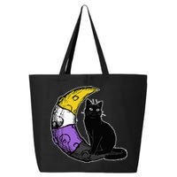Nonbinary Moon Space Cat LGBT Pride With NB Non Binary Flag 25L Jumbo Tote