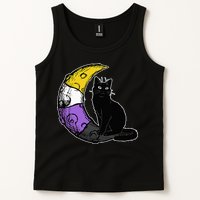 Nonbinary Moon Space Cat LGBT Pride With NB Non Binary Flag Tank Top
