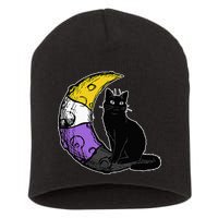 Nonbinary Moon Space Cat LGBT Pride With NB Non Binary Flag Short Acrylic Beanie