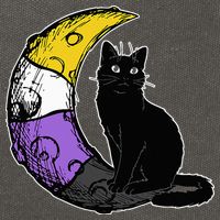 Nonbinary Moon Space Cat LGBT Pride With NB Non Binary Flag Cotton Canvas Backpack