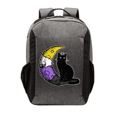 Nonbinary Moon Space Cat LGBT Pride With NB Non Binary Flag Vector Backpack