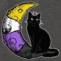 Nonbinary Moon Space Cat LGBT Pride With NB Non Binary Flag Vector Backpack