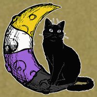Nonbinary Moon Space Cat LGBT Pride With NB Non Binary Flag Garment-Dyed Women's Muscle Tee