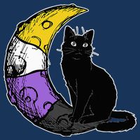 Nonbinary Moon Space Cat LGBT Pride With NB Non Binary Flag Infant Baby Jersey Bodysuit