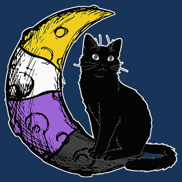 Nonbinary Moon Space Cat LGBT Pride With NB Non Binary Flag Infant Baby Jersey Bodysuit