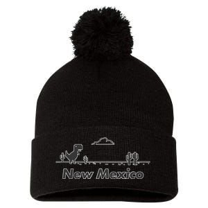 New Mexico State Dinosaur Design Pom Pom 12in Knit Beanie