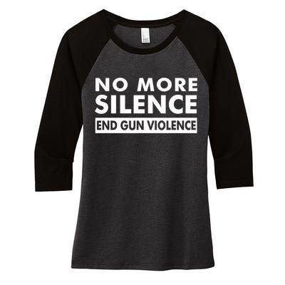 No More Silence End Gun Violence Anti Gun Women's Tri-Blend 3/4-Sleeve Raglan Shirt
