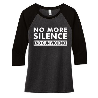 No More Silence End Gun Violence Anti Gun Women's Tri-Blend 3/4-Sleeve Raglan Shirt