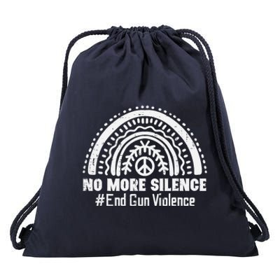 No More Silence End Gun Violence Awareness Month Orange Drawstring Bag