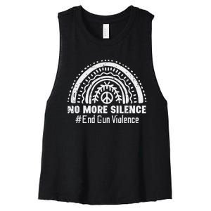 No More Silence End Gun Violence Awareness Month Orange Women's Racerback Cropped Tank