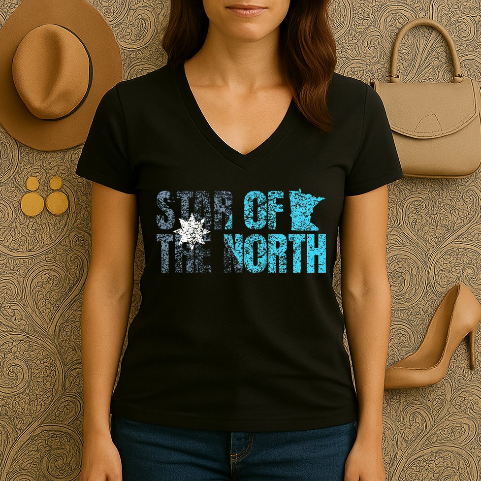 New Minnesota State Flag Mn Star Of The North Map Women's V-Neck T-Shirt