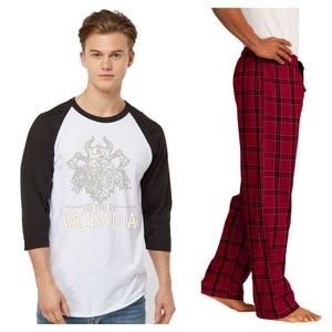 Nordic Mythology See You In Valhalla Viking Raglan Sleeve Pajama Set