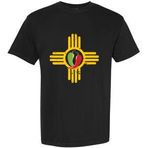 New Mexico Southwest Zia With Red And Green Chile Garment-Dyed Heavyweight T-Shirt