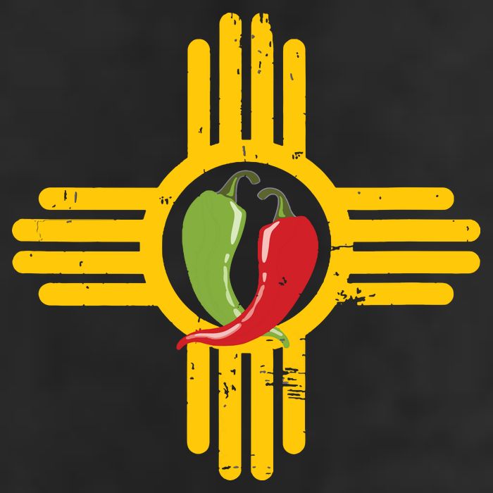 New Mexico Southwest Zia With Red And Green Chile 7 Panel Mesh Trucker Snapback Hat