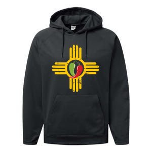 New Mexico Southwest Zia With Red And Green Chile Performance Fleece Hoodie