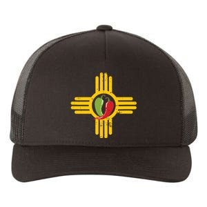 New Mexico Southwest Zia With Red And Green Chile Yupoong Adult 5-Panel Trucker Hat