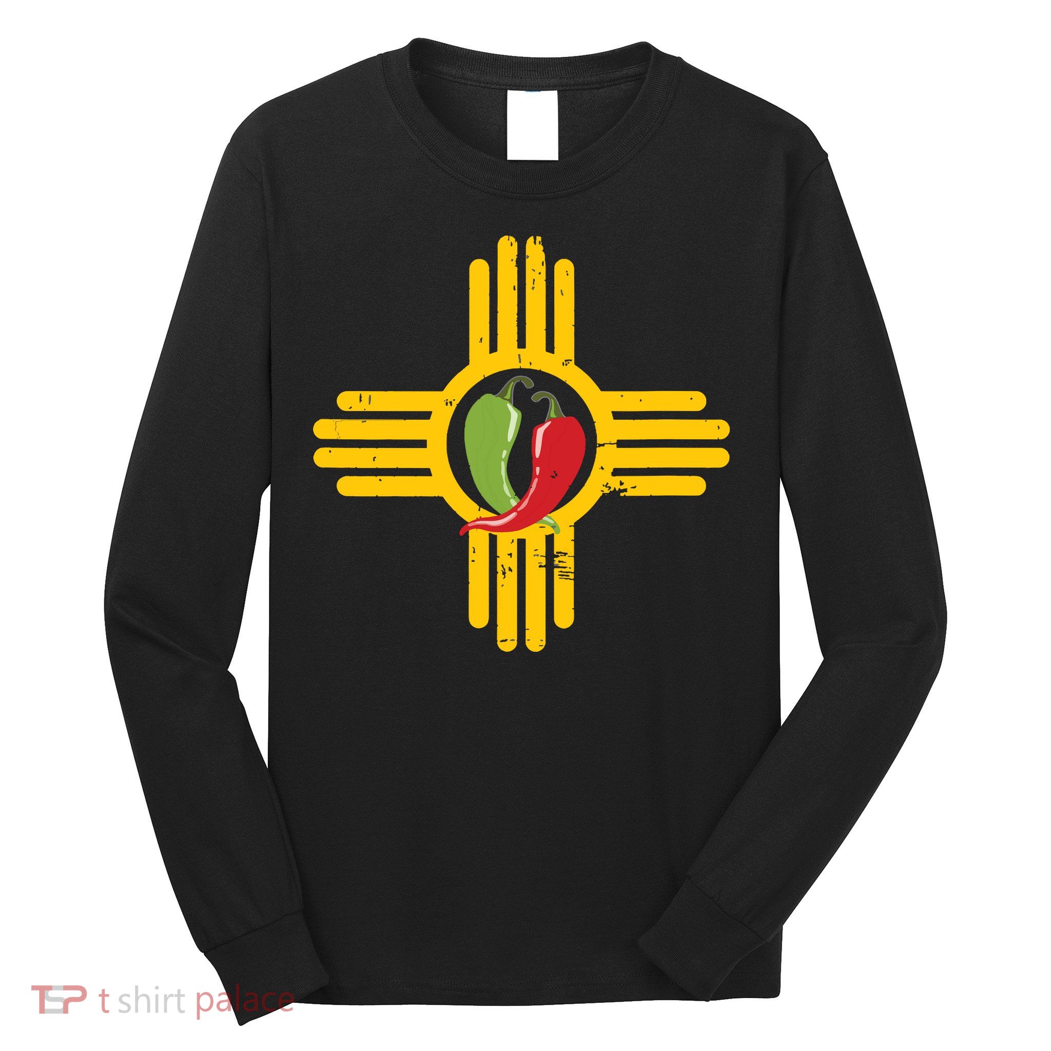 New Mexico Southwest Zia With Red And Green Chile Long Sleeve Shirt