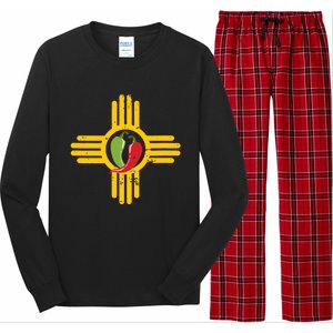 New Mexico Southwest Zia With Red And Green Chile Long Sleeve Pajama Set