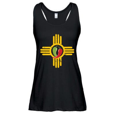 New Mexico Southwest Zia With Red And Green Chile Ladies Essential Flowy Tank