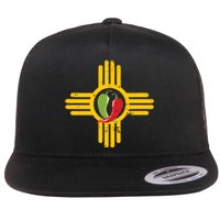 New Mexico Southwest Zia With Red And Green Chile Flat Bill Trucker Hat