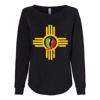 New Mexico Southwest Zia With Red And Green Chile Womens California Wash Sweatshirt