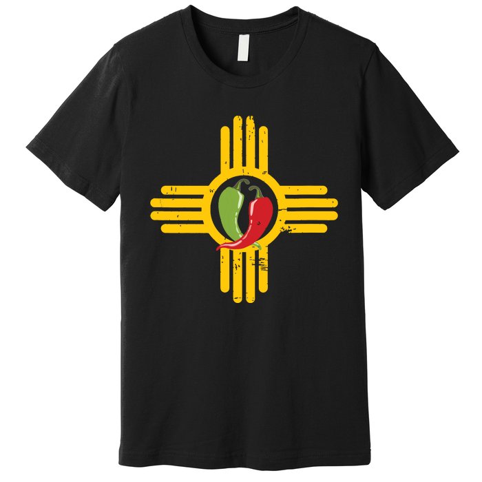 New Mexico Southwest Zia With Red And Green Chile Premium T-Shirt