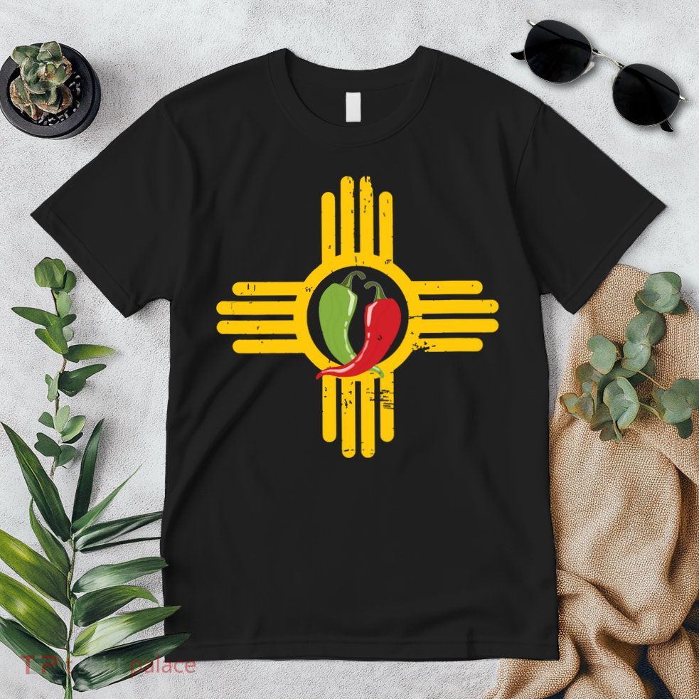 New Mexico Southwest Zia With Red And Green Chile Premium T-Shirt