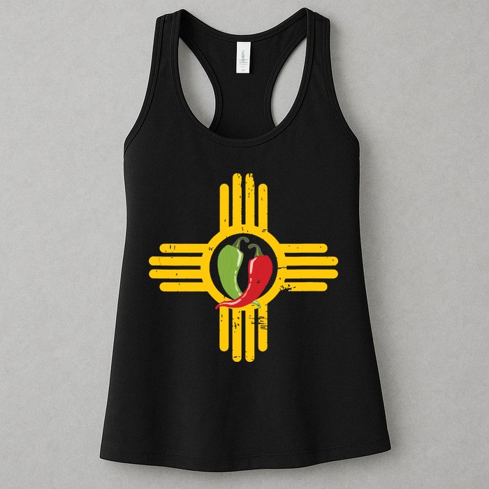 New Mexico Southwest Zia With Red And Green Chile Womens Tank Top