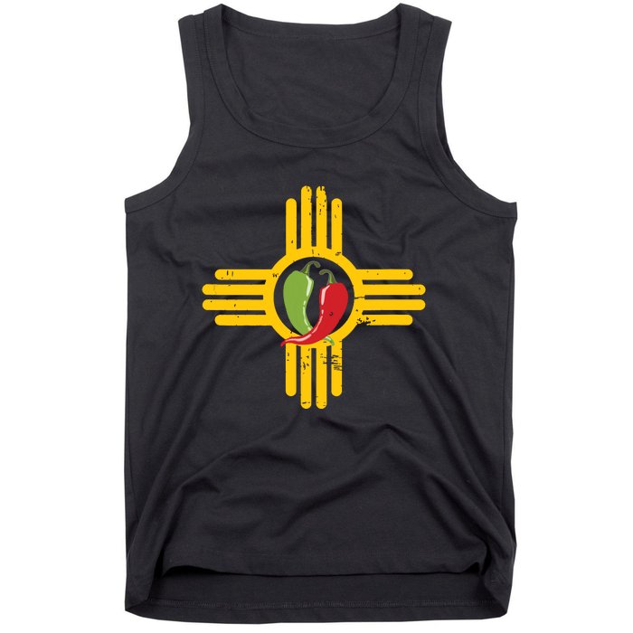 New Mexico Southwest Zia With Red And Green Chile Tank Top