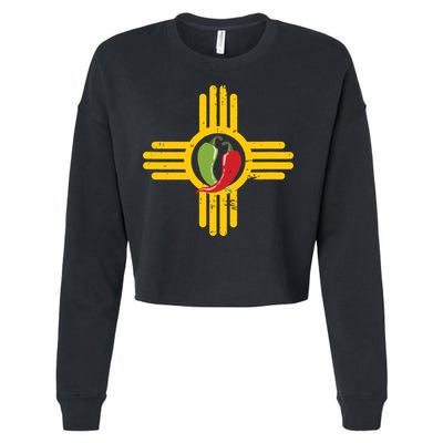 New Mexico Southwest Zia With Red And Green Chile Cropped Pullover Crew