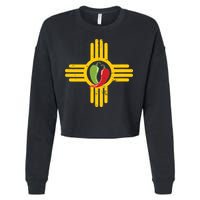 New Mexico Southwest Zia With Red And Green Chile Cropped Pullover Crew
