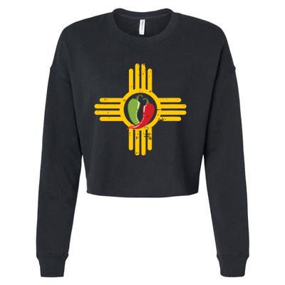 New Mexico Southwest Zia With Red And Green Chile Cropped Pullover Crew