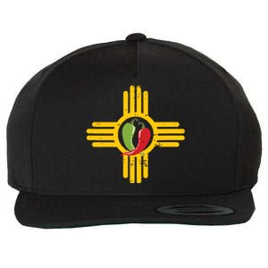 New Mexico Southwest Zia With Red And Green Chile Wool Snapback Cap