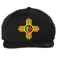 New Mexico Southwest Zia With Red And Green Chile Wool Snapback Cap