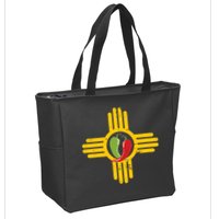 New Mexico Southwest Zia With Red And Green Chile Zip Tote Bag