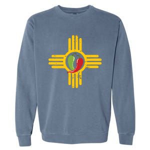 New Mexico Southwest Zia With Red And Green Chile Garment-Dyed Sweatshirt