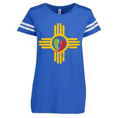 New Mexico Southwest Zia With Red And Green Chile Enza Ladies Jersey Football T-Shirt