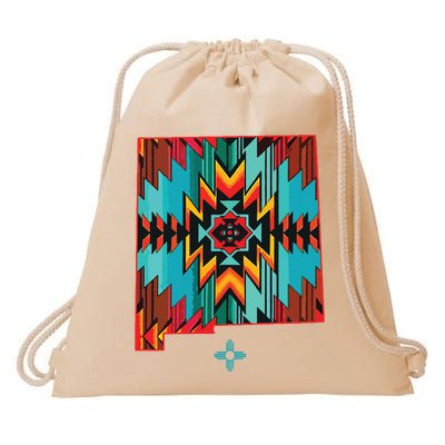New Mexico State Floral Design Southwest Nm Zia Art Drawstring Bag