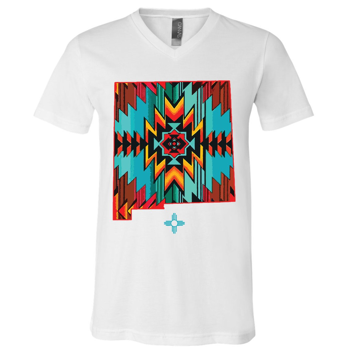 New Mexico State Floral Design Southwest Nm Zia Art V-Neck T-Shirt