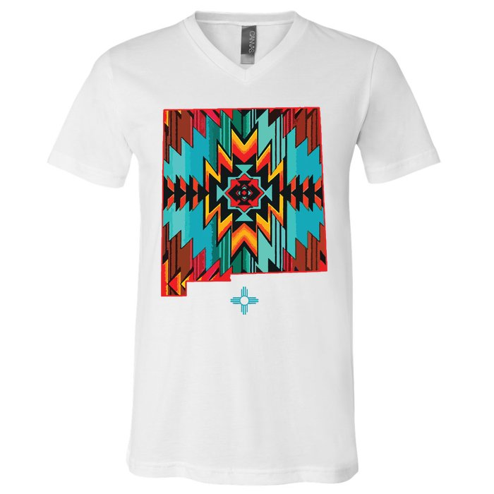 New Mexico State Floral Design Southwest Nm Zia Art V-Neck T-Shirt