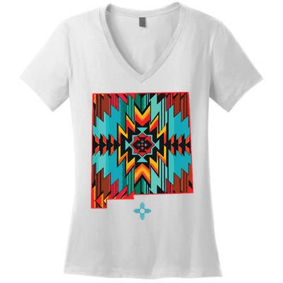 New Mexico State Floral Design Southwest Nm Zia Art Women's V-Neck T-Shirt
