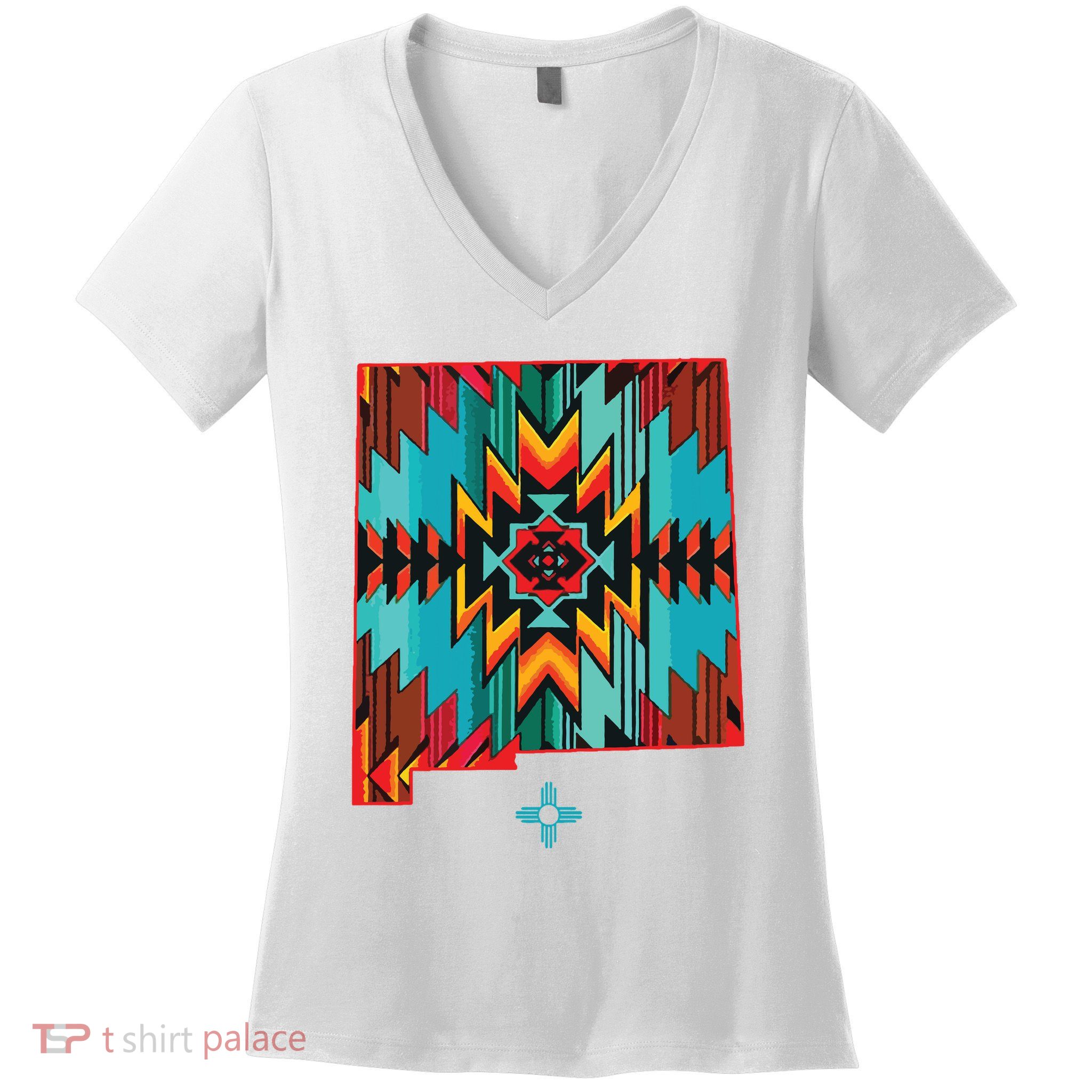 New Mexico State Floral Design Southwest Nm Zia Art Women's V-Neck T-Shirt