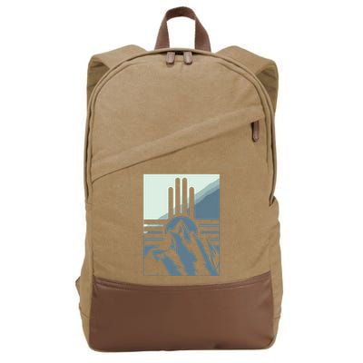 New Mexico State Zia Symbol And Mountains Graphic Design Cotton Canvas Backpack