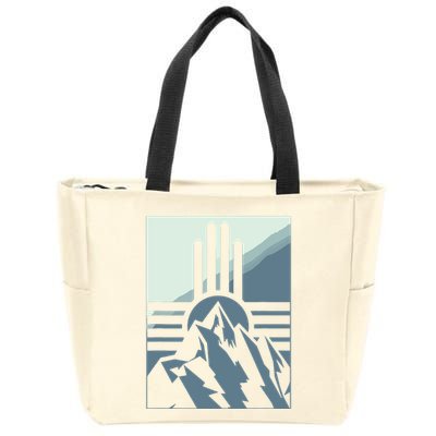 New Mexico State Zia Symbol And Mountains Graphic Design Zip Tote Bag